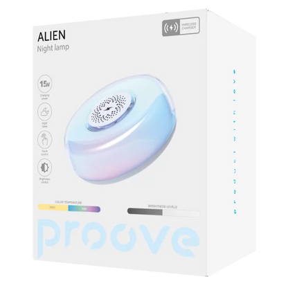 Llambë nate Proove Alien, 5W, me karikim wireless, e bardhë