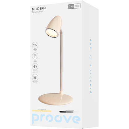 Llambë tavoline Proove Modern, 10W, me karikim wireless, bezhë