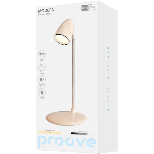 Llambë tavoline Proove Modern, 10W, me karikim wireless, bezhë