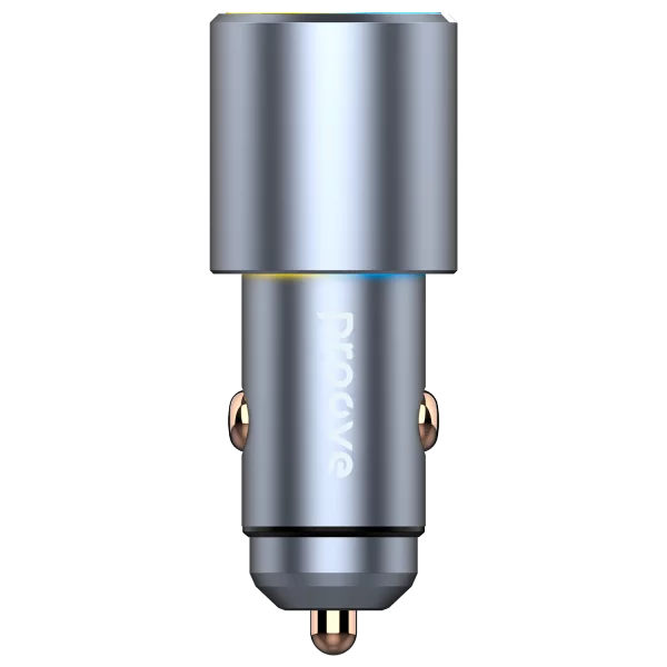 Karikues për makinë Proove Double Energy, 50W, 2×Type-C, metal gri