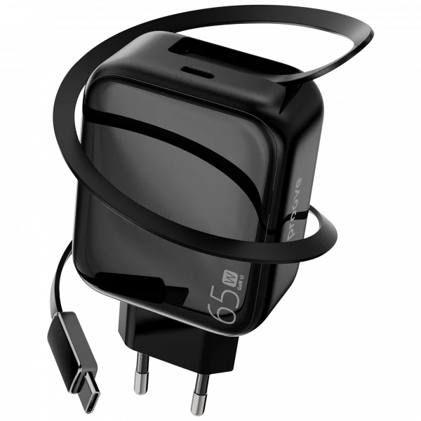 Karikues muri Proove Fixtape me kabllo të integruar Type-C, 65W, e zezë