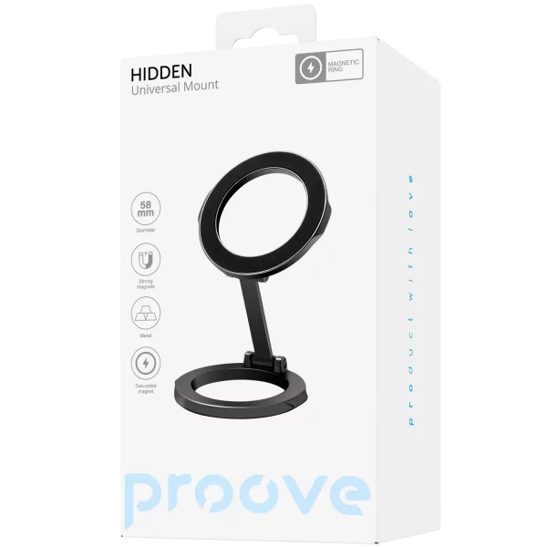 Mbajtëse magnetike për telefon Proove Hidden, për sipërfaqe të sheshta, gri