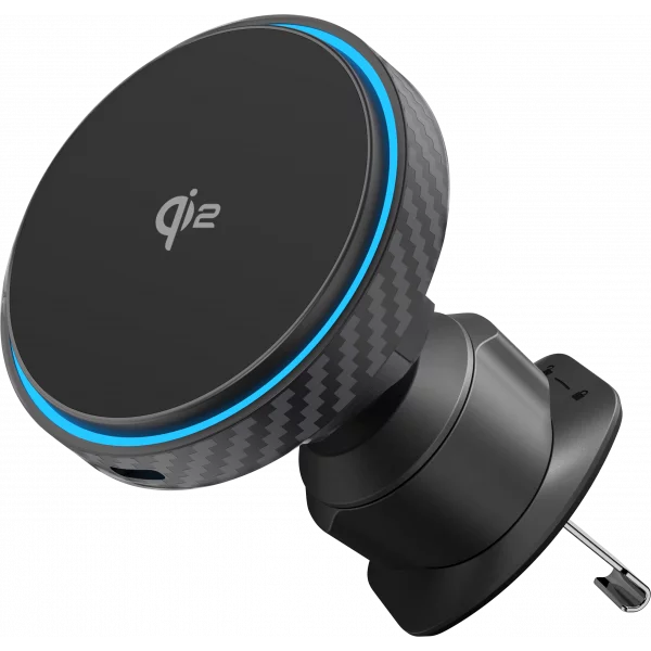 Mbajtëse magnetike për telefon me karikim wireless Proove Graphite Circle Qi2, 15W, për ventilim makine, e zezë