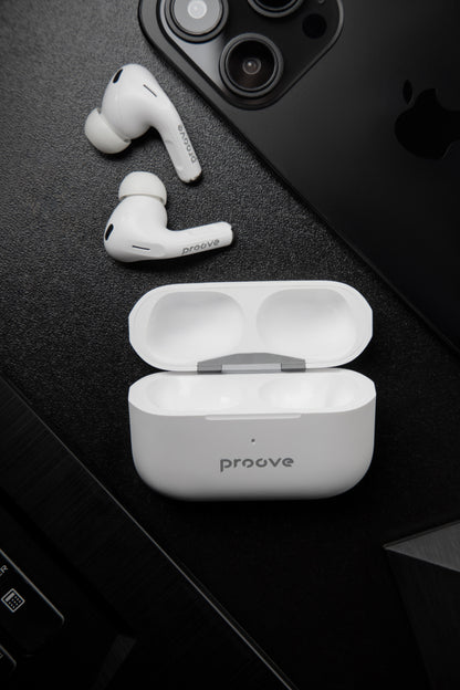 Dëgjuse wireless Proove Mainstream Pro TWS, me aplikacion, të bardha