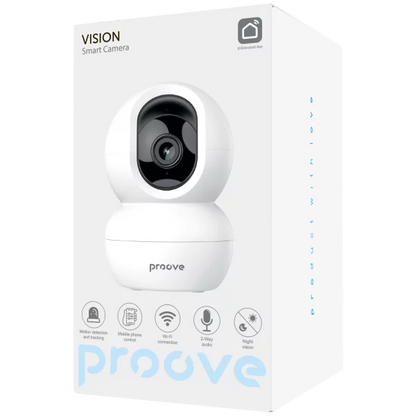 Kamerë sigurie Proove Vision, 3MP, Wi-Fi 2.4GHz, 355° rrotullim, e bardhë