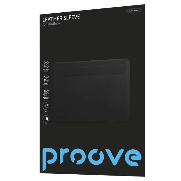 Mbështjellëse Leather Sleeve për MacBook Proove 15.4″ / 16.2″, e zezë