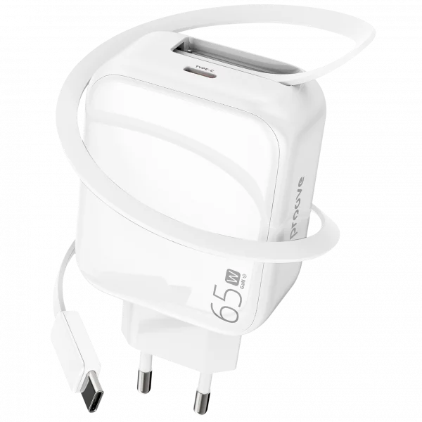 Karikues muri Proove Fixtape me kabllo të integruar Type-C, 65W, i bardhë