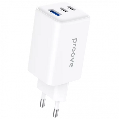 Karikues muri Proove Pocket, 65W, me 2×Type-C dhe USB, i bardhë