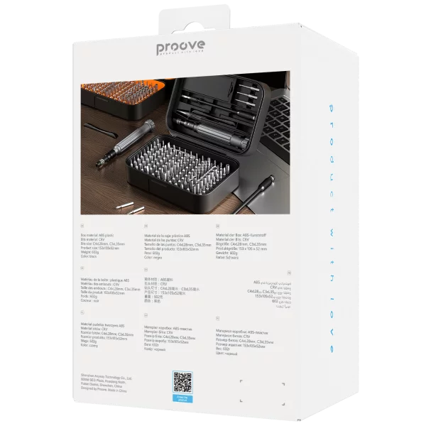 Set veglash Proove Fixer, 150 në 1, CRV, i zi