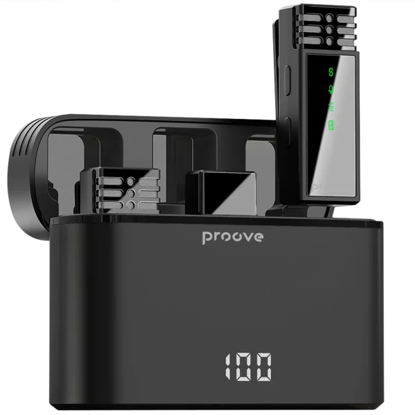 Mikrofon wireless Proove Record Type-C, set 2 copë me kuti për karikim