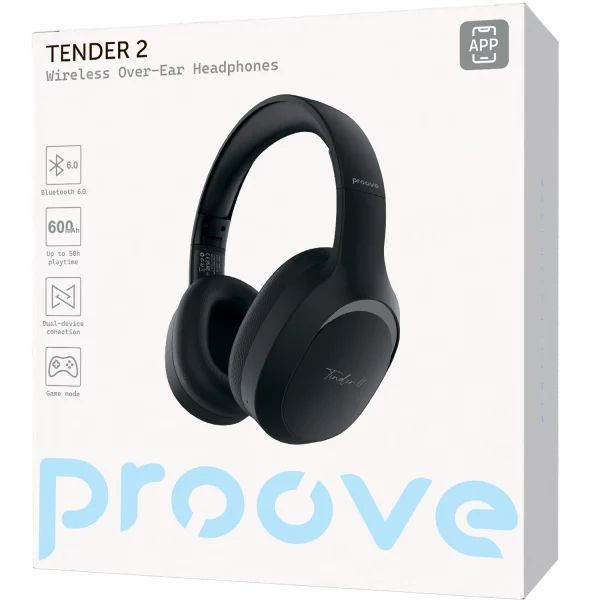 Kufje wireless Proove Tender 2 me aplikacion inteligjent (APP) dhe zë Hi-Fi premium, të zeza