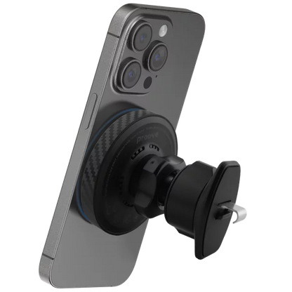 Mbajtëse magnetike për telefon me karikim wireless Proove Graphite Circle Qi2, 15W, për ventilim makine, e zezë