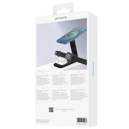 Karikues wireless 3 në 1 Proove Energy Fold, 15W, i zi