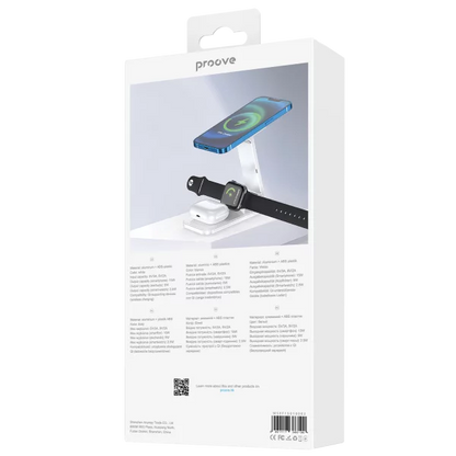 Karikues wireless 3 në 1 Proove Energy Fold, 15W, i bardhë