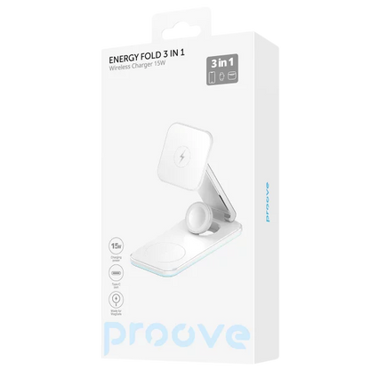 Karikues wireless 3 në 1 Proove Energy Fold, 15W, i bardhë