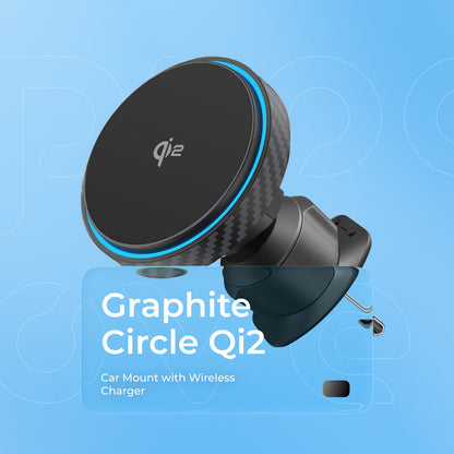 Mbajtëse magnetike për telefon me karikim wireless Proove Graphite Circle Qi2, 15W, për ventilim makine, e zezë