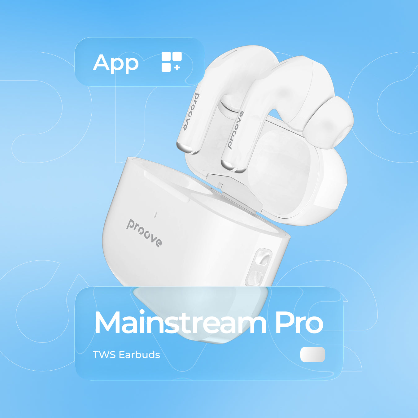 Dëgjuse wireless Proove Mainstream Pro TWS, me aplikacion, të bardha